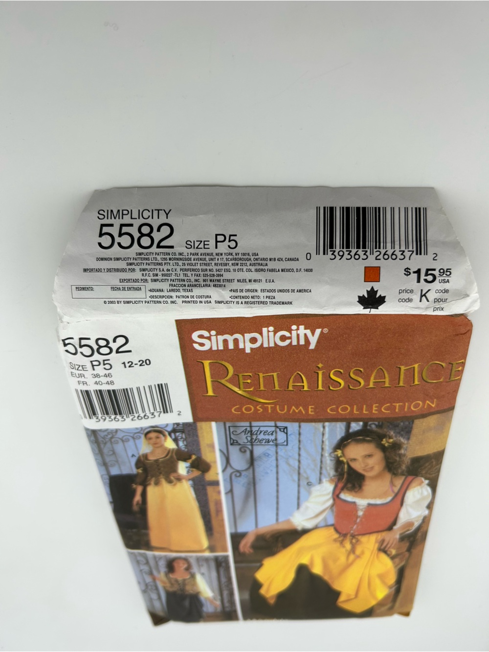 🪡 Simplicity Renaissance Maiden Costumes Sewing Pattern 5582 - Picture 5 of 5